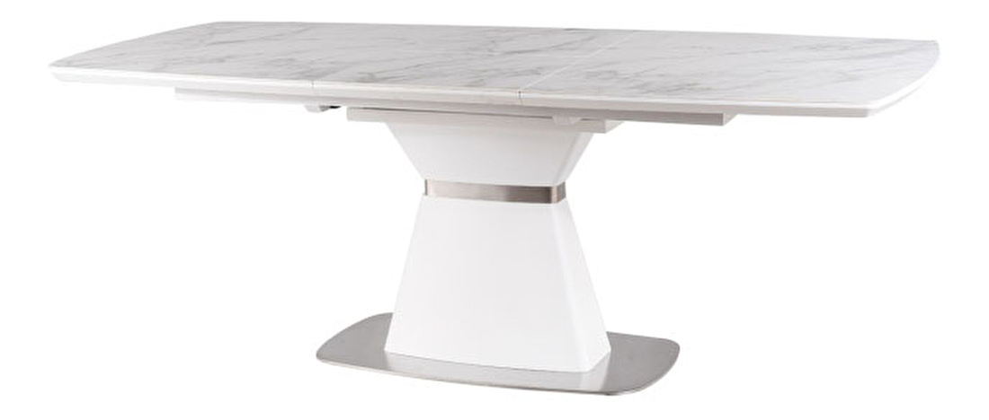 Széthúzható étkezőasztal 160-210 cm Shirly (fehér + fehér márvány) (8 és több fő részére)