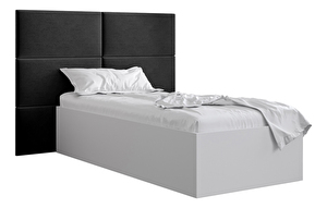 Egyszemélyes ágy kárpitozott fejtámlával 90 cm Brittany 2 (matt fehér + fekete) (ágyráccsal)