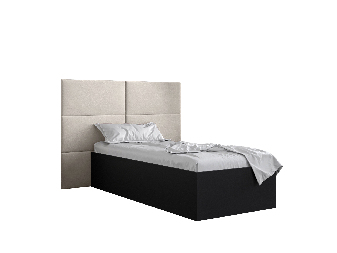 Egyszemélyes ágy kárpitozott fejtámlával 90 cm Brittany 2 (matt fekete + krém) (ágyráccsal)