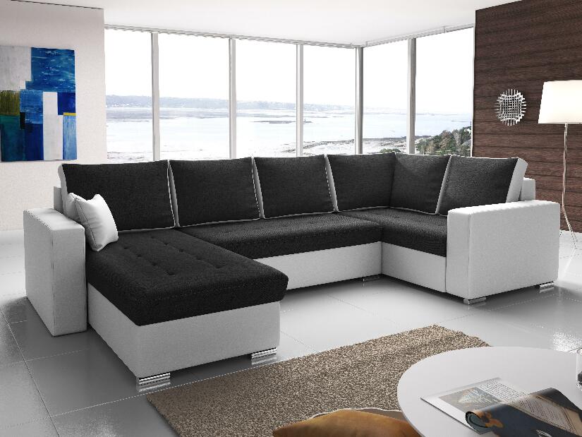 U-alakú sarok kanapé Lamont (fekete + fehér) (J)