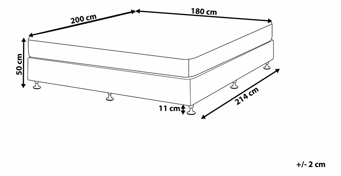 Franciaágy 180 cm COLOGNE 2 (ágyráccsal és matraccal) (bézs)