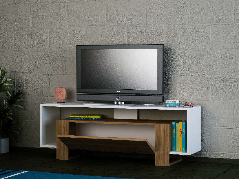 TV asztal/szekrény Meryl (fehér + dió)