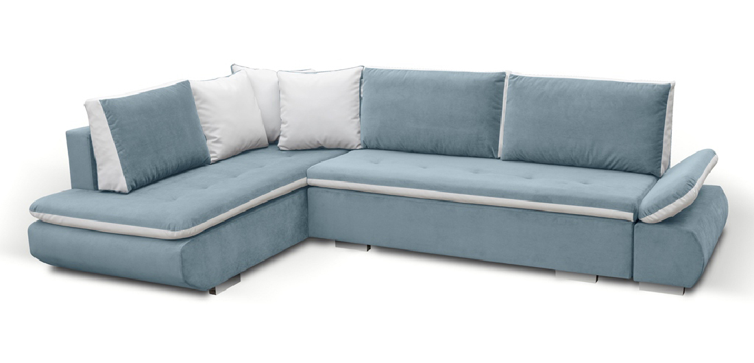 Sarok kanapé Artamo (kék + fehér) (B)