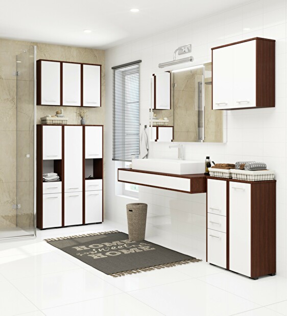 Függesztett fürdőszoba szekrény Farid Típus 5 (wenge + fehér)