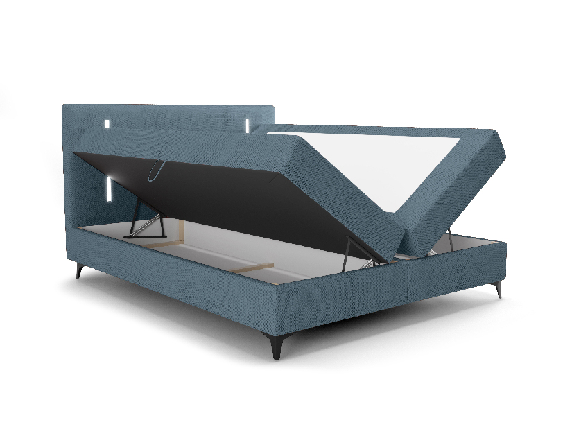 Egyszemélyes ágy 120 cm Ortega Bonell (világoskék) (ágyráccsal, tárolóhellyel) (LED világítás)