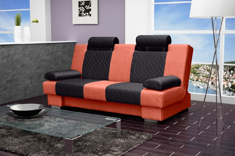 Háromszemélyes kanapé Amete (fekete + narancssárga)