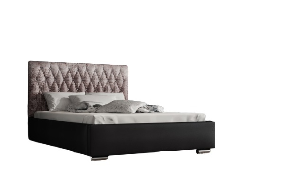 Egyszemélyes ágy 120 cm Seaford (szürkésbarna + fekete) (ágyráccsal)
