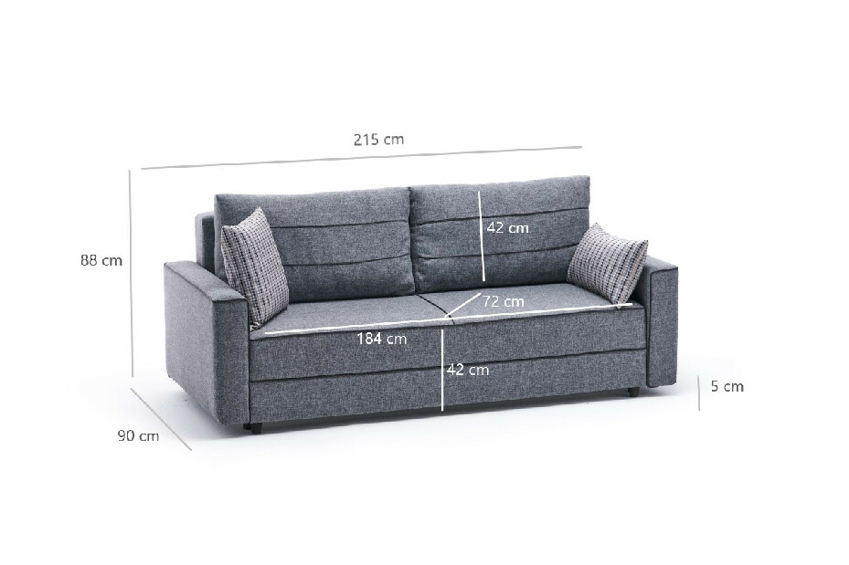Háromszemélyes kanapé Emilie (szürke)