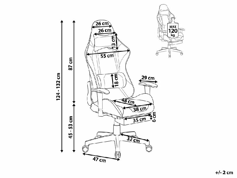 Irodai szék VITTORE (szintetikus bőr) (fekete + kék)