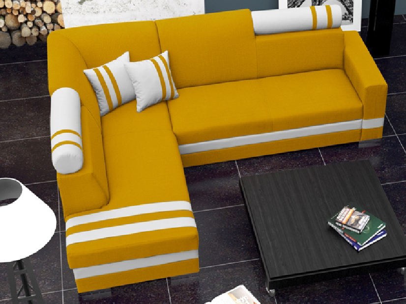 Sarok kanapé Raisa (sárga + fehér) (B)
