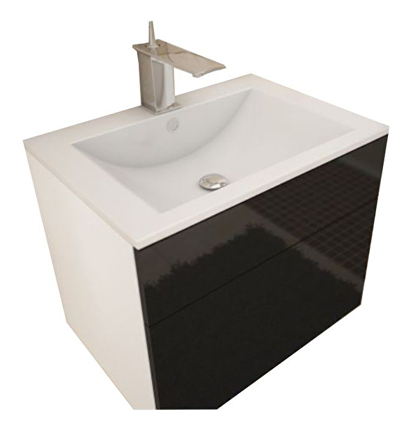 Fürdőszoba szekrény mosdó alá Maeve (fehér + extra magasfényű fekete) *kiárusítás