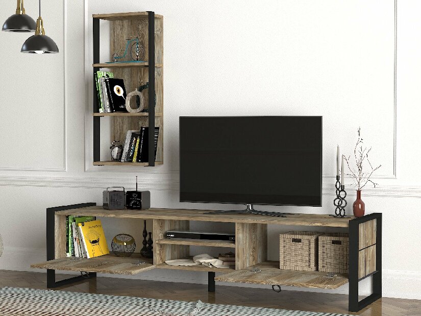 TV asztal/szekrény Losty (dió + fekete)