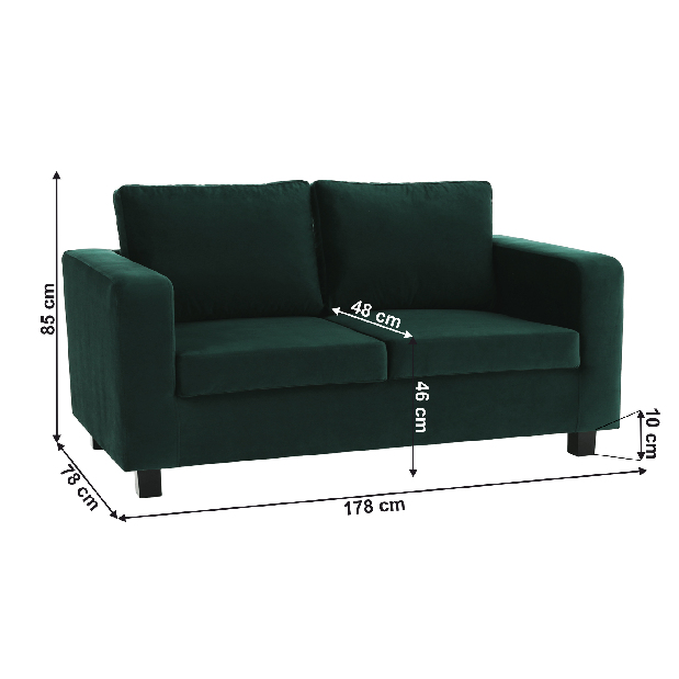 Háromszemélyes kanapé Likuma (smaragd)