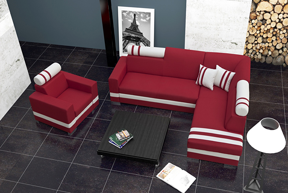 Sarok kanapé Raisa (piros + fehér) (J)