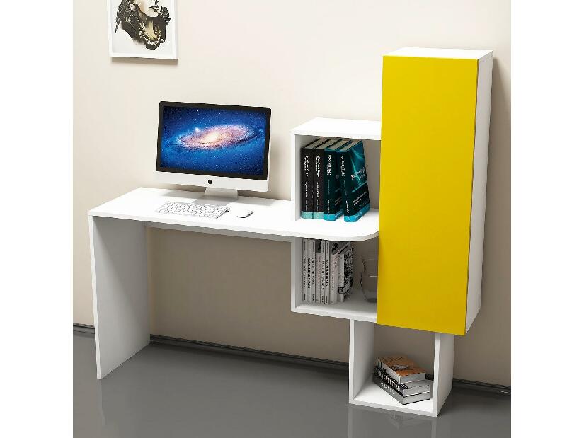 PC asztal Acai (fehér + sárga)