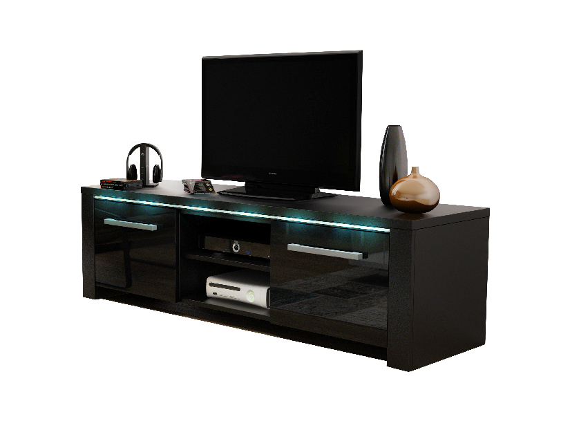 TV asztal/szekrény Marilee (matt fekete + fényes fekete) (világítás nélkül) *bazár