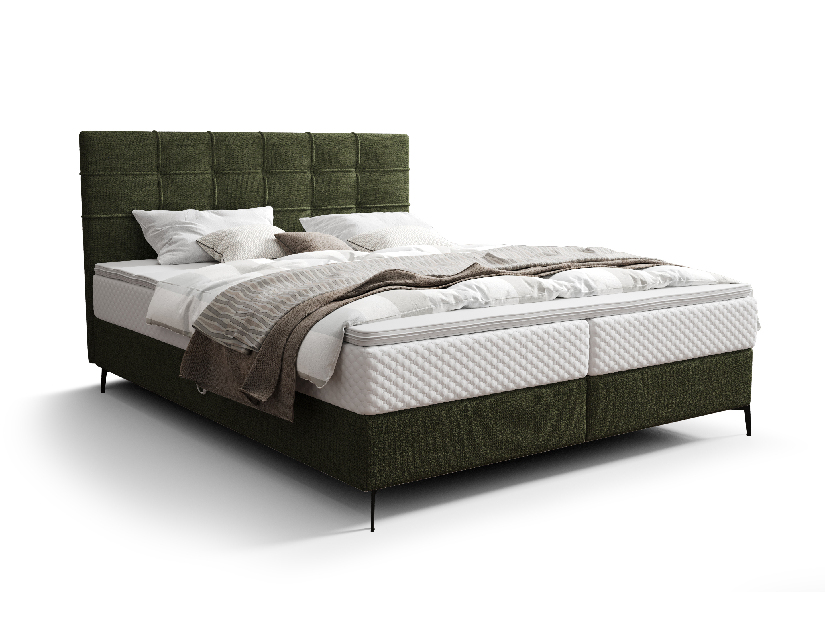 Egyszemélyes ágy 120 cm Infernus Bonell (sötétzöld) (ágyráccsal, tárolóhellyel)