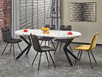 Széthúzható étkezőasztal  100-250 cm Pepeera (fehér márvány + fekete) (6 8 fő részére)