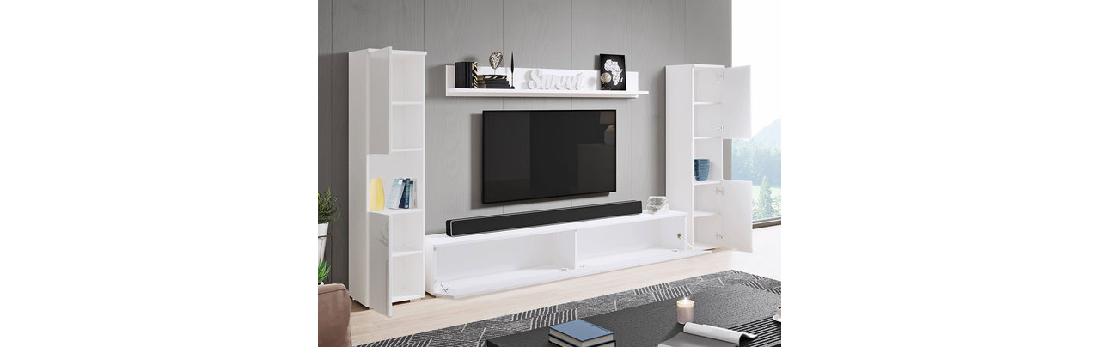 Nappali bútorsor Nova XL (fehér + fényes fehér) (világítás nélkül)