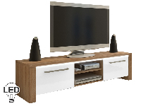 TV asztal/szekrény Helix (világos sonoma + fényes fehér)