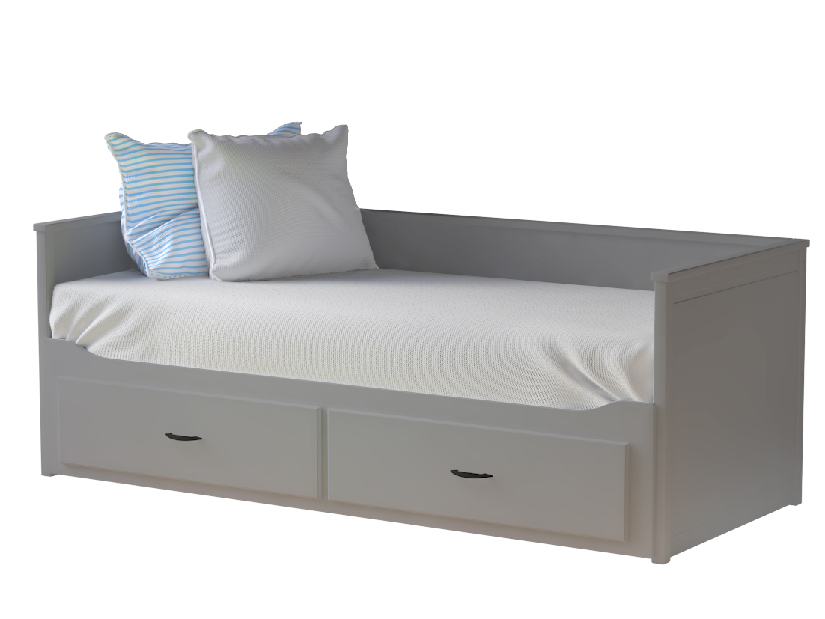 Szétnyitható ágy Daybed Comfort (ágyráccsal és tárhellyel) (szürke)