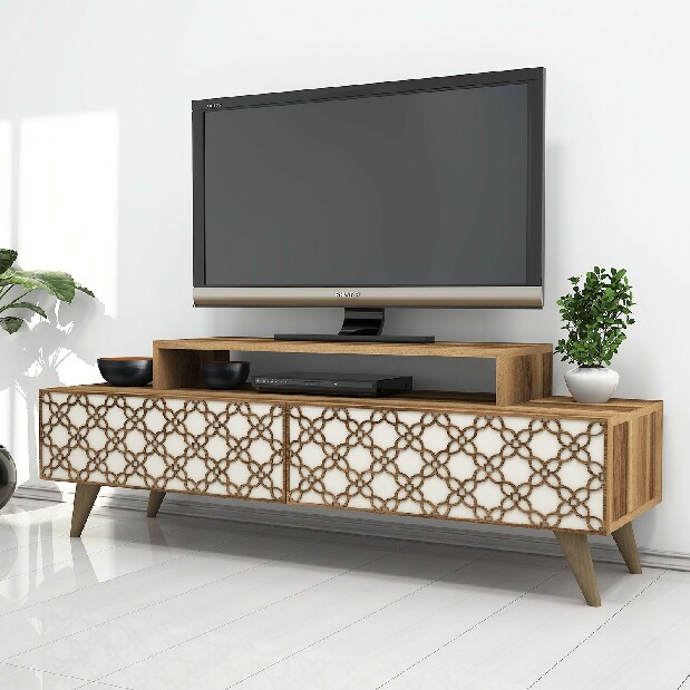 TV asztal/szekrény Curio (dió + krém)
