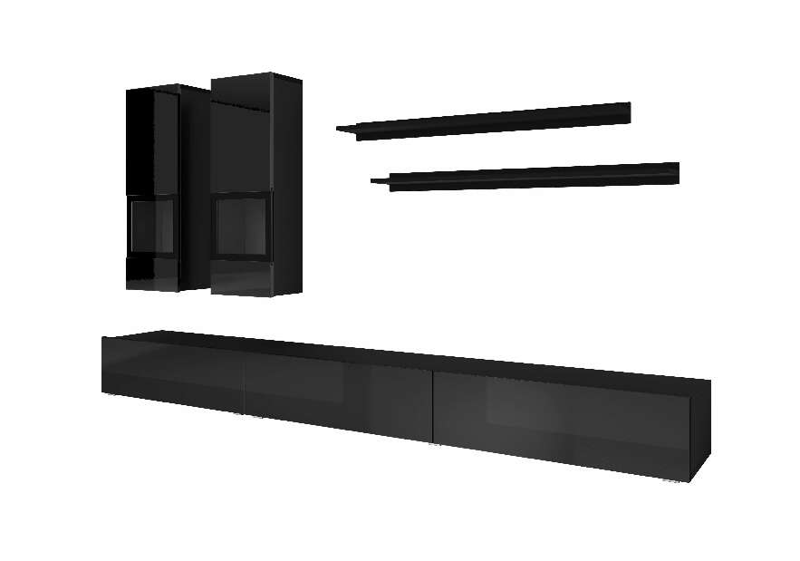 Nappali bútorsor Alease Typ 10 (fekete + fényes fekete)