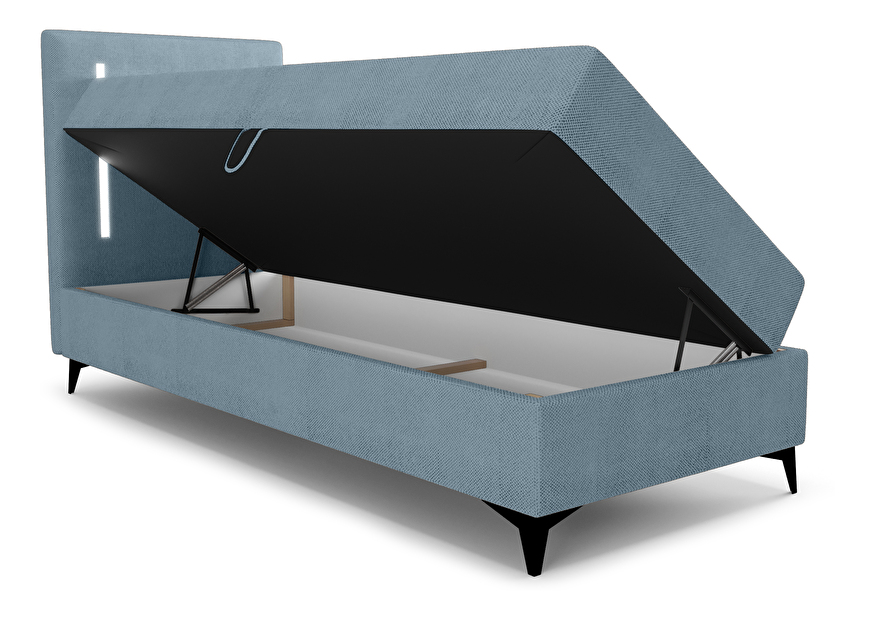 Egyszemélyes ágy 90 cm Annesile (kék) (ágyráccsal)