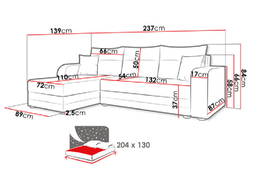 Széthúzható kanapé Nyx (Lux 23 + Lux 14)