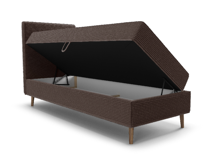 Egyszemélyes ágy 80 cm Napoli Bonell (barna) (ágyráccsal, tárolóhellyel)