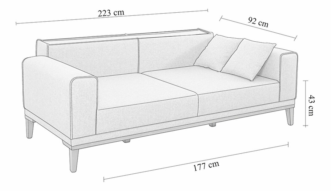 Háromszemélyes kanapé Lesana (sötétszürke)