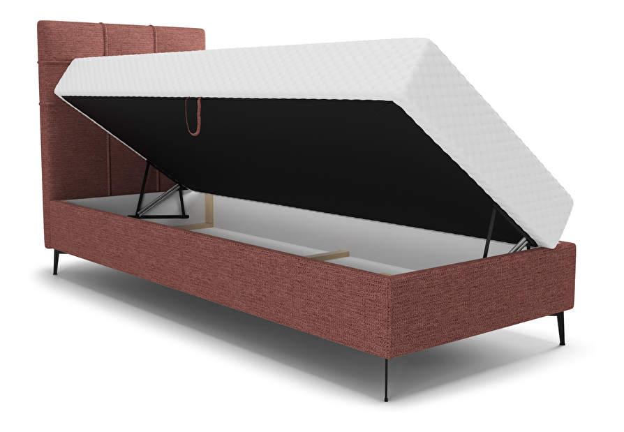 Egyszemélyes ágy 80 cm Infernus Bonell (terakotta) (ágyráccsal, tárolóhellyel)