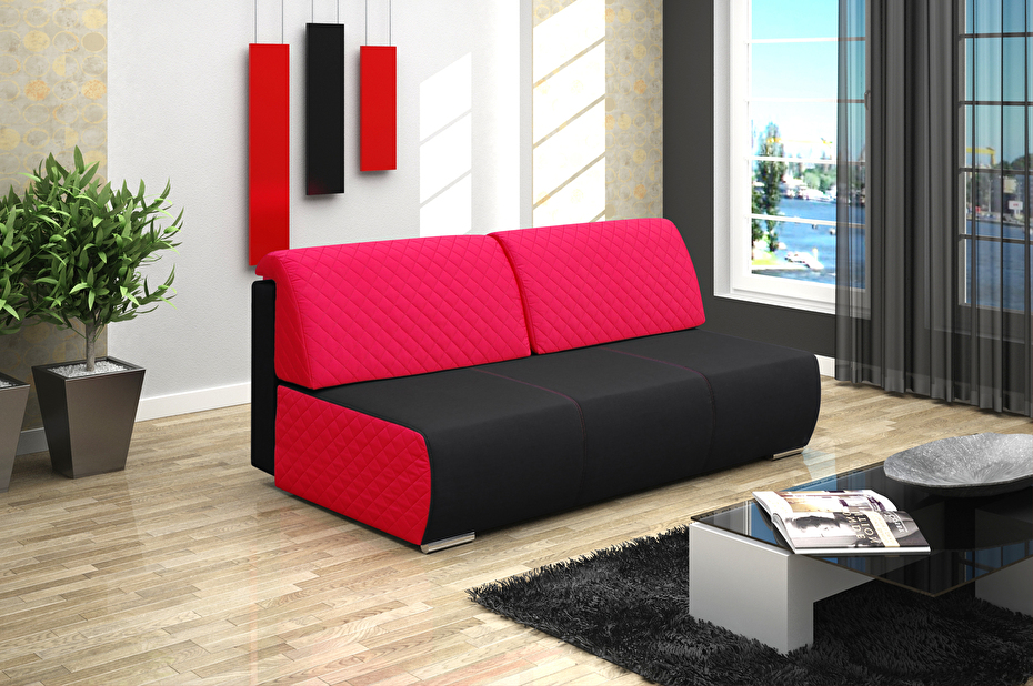Háromszemélyes kanapé Lavinia (fekete + piros)