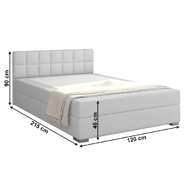 Egyszemélyes ágy Boxspring 120 cm Ferrati (szürke + barna)