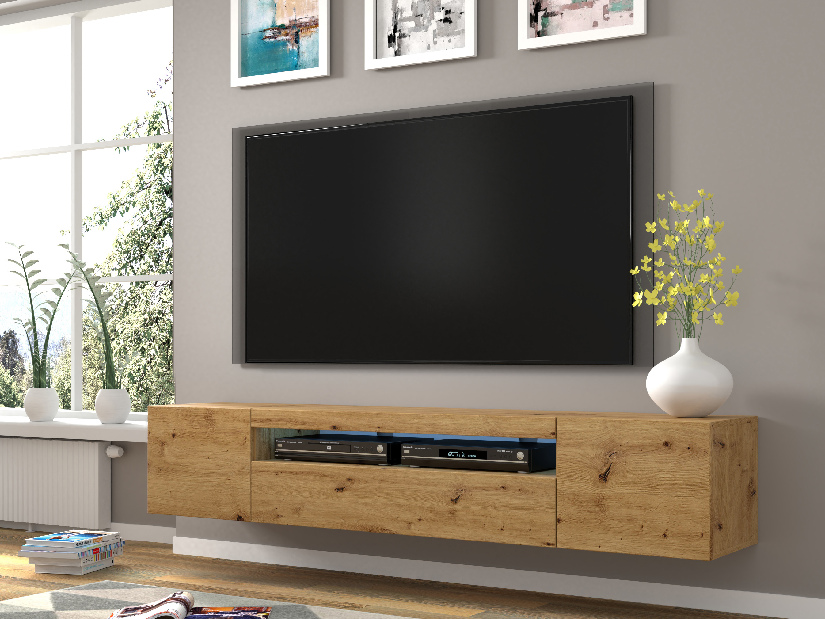 TV asztal/szekrény Aurora 200 (artisan tölgy) (LED)