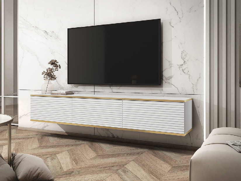 TV szekrény/asztal II Mirjan Othelo (fehér + fehér + arany)