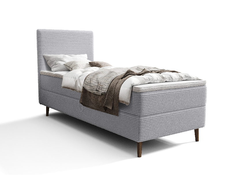 Egyszemélyes ágy 80 cm Napoli Comfort (szürke) (ágyráccsal, tárolóhellyel)