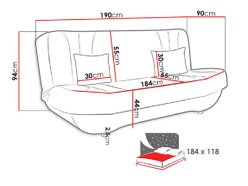 Széthúzható kanapé Dahlia (Alova 04 + Alova 46)