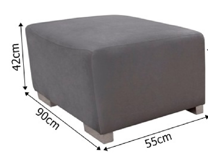 Háromszemélyes kanapé Alison (fekete) (taburettel)
