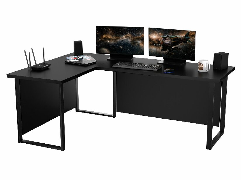 Sarok PC asztal Vintid (fekete)