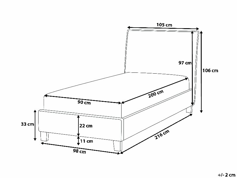 Egyszemélyes ágy 90 cm SANCHEZ (ágyráccsal) (szürke)