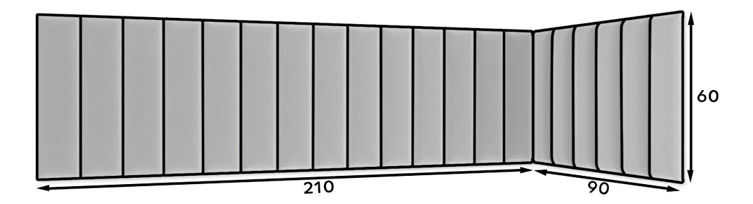 Kárpitozott panel 20 db. Quadra 210x90x60 cm (rózsaszín)