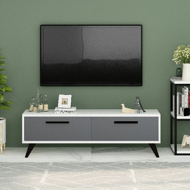 TV asztal/szekrény Mesa (fehér + antracit)