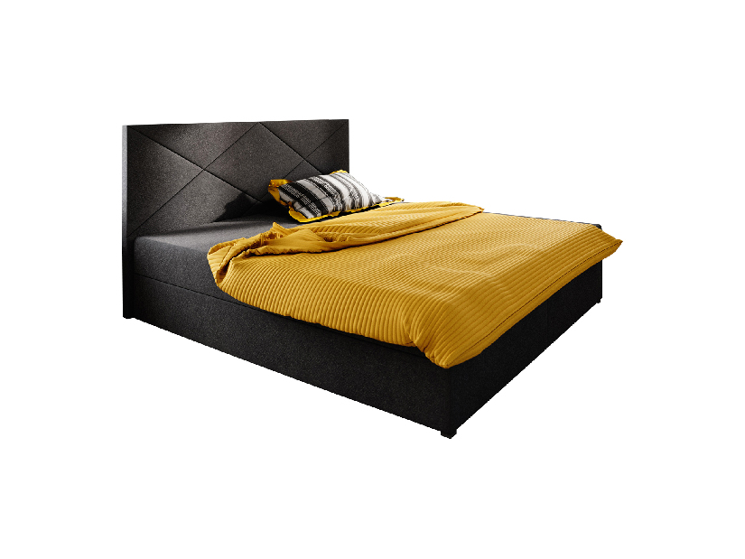 Franciaágy Boxspring 180 cm Fade 4 Comfort (fekete) (matraccal és tárolóhellyel)