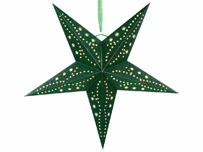 Függő csillag készlet 2 db. 45 cm Monti (zöld csillogó)