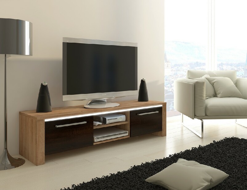 TV asztal/szekrény Helix (világos sonoma + sötét)