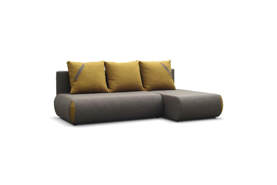 Sarok kanapé Claretha (barna + sárga) (J)