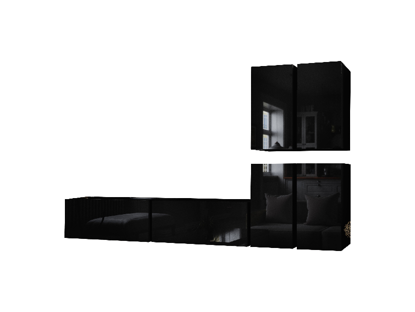 Nappali bútorsor Brefio fekete + fényes fekete)