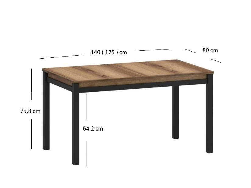 Széthúzható étkezőasztal 140-175 cm Marni (sötét delano tölgy)