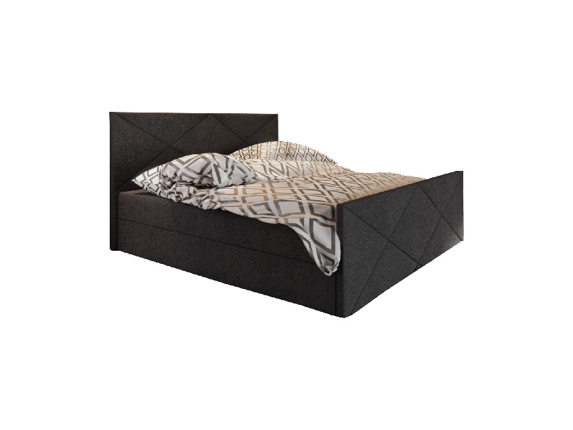 Franciaágy Boxspring 180 cm Milagros Comfort 4 (fekete) (matraccal és tárolóhellyel)